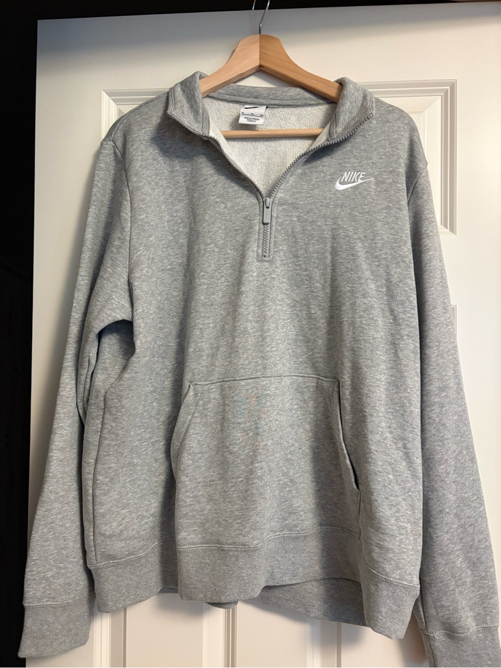Nike Light Gray Half-Zip Sweatshirt with White Logo